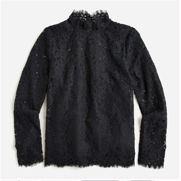 NWT J.Crew Scalloped lace mockneck top - Picture 2 of 12